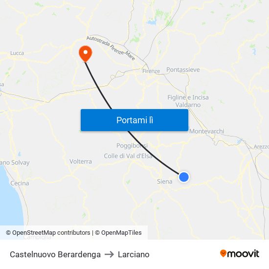 Castelnuovo Berardenga to Larciano map