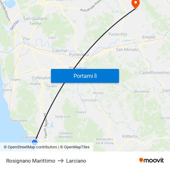 Rosignano Marittimo to Larciano map