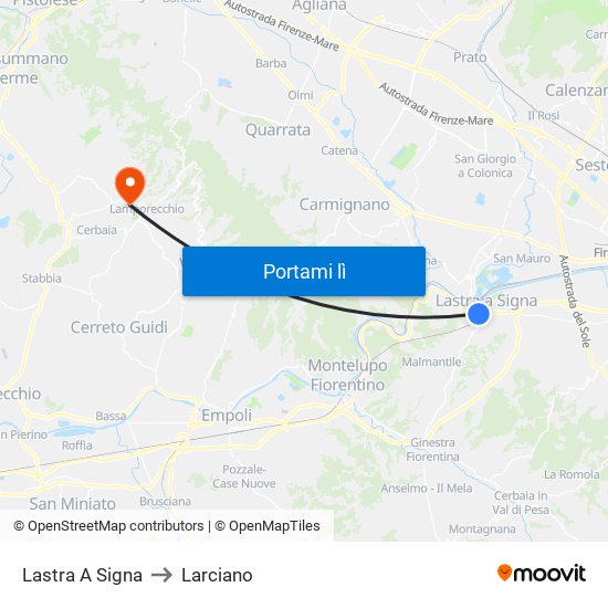 Lastra A Signa to Larciano map