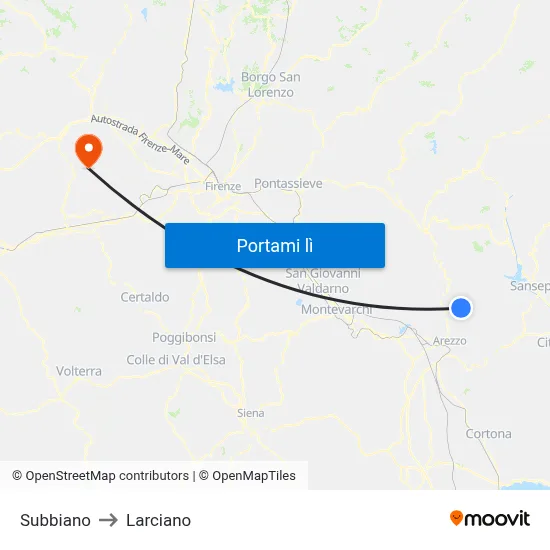 Subbiano to Larciano map