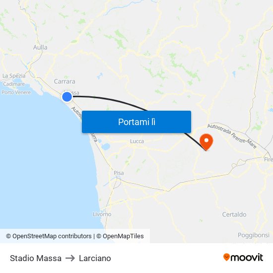 Stadio Massa to Larciano map