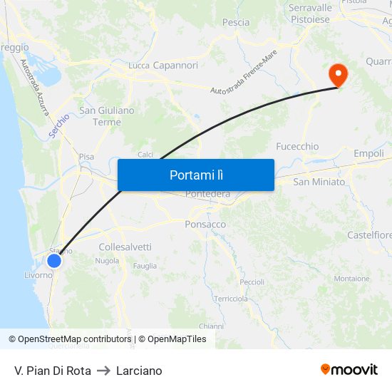 V. Pian Di Rota to Larciano map