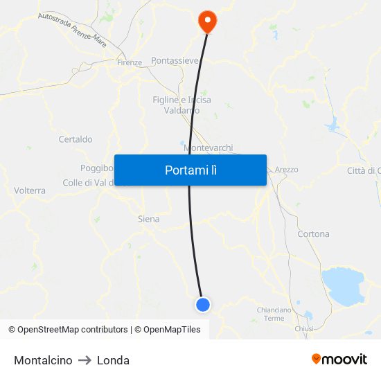 Montalcino to Londa map