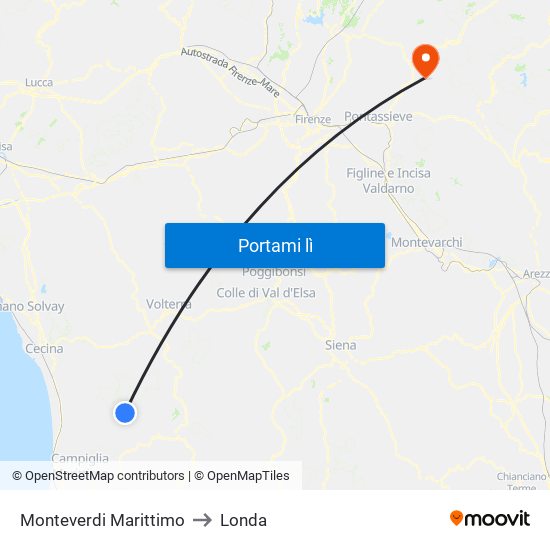 Monteverdi Marittimo to Londa map