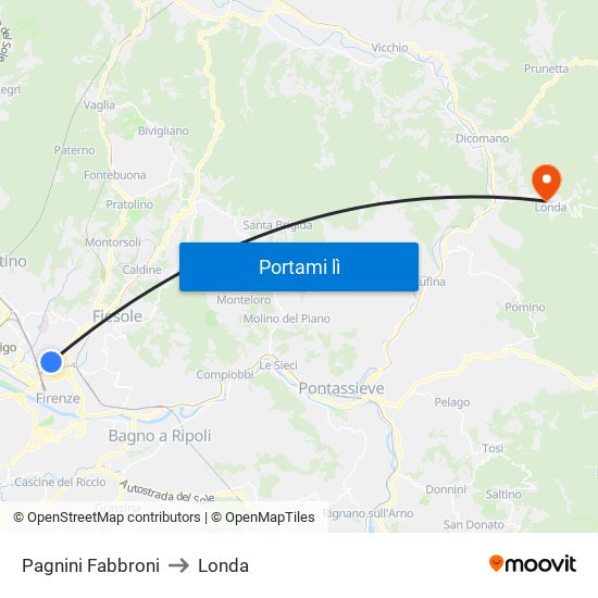 Pagnini Fabbroni to Londa map