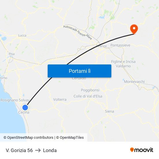 V. Gorizia 56 to Londa map