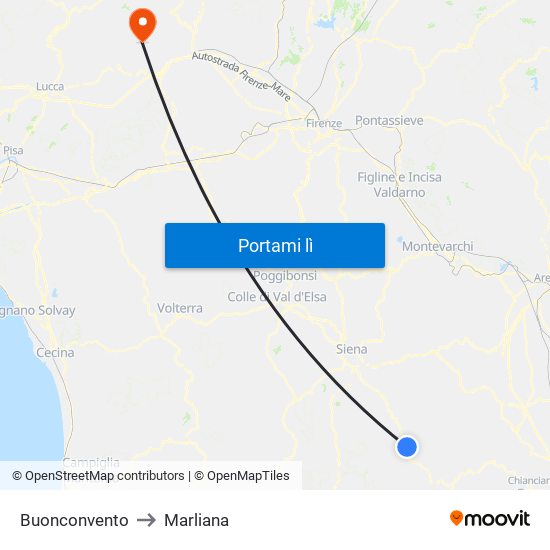 Buonconvento to Marliana map
