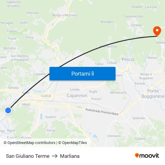 San Giuliano Terme to Marliana map