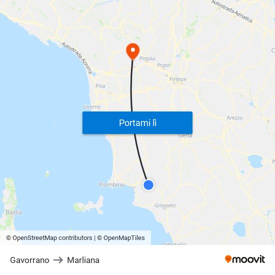 Gavorrano to Marliana map