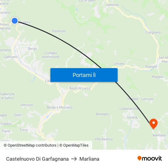 Castelnuovo Di Garfagnana to Marliana map