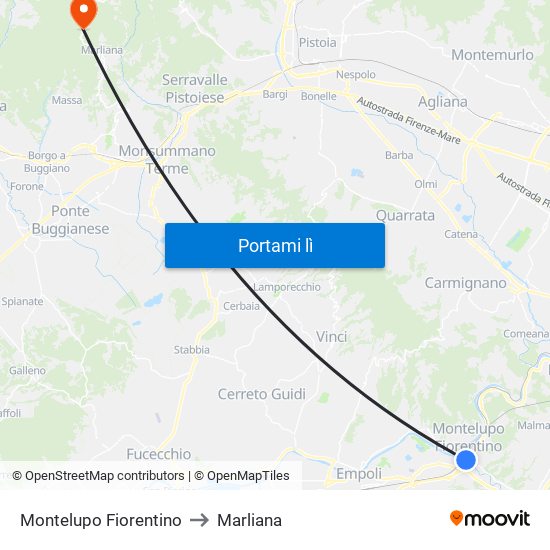 Montelupo Fiorentino to Marliana map