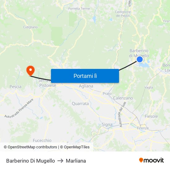 Barberino Di Mugello to Marliana map