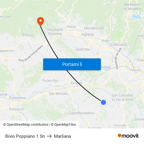 Bivio Poppiano 1                 Sn to Marliana map