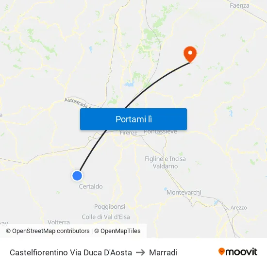 Castelfiorentino Via Duca D'Aosta to Marradi map