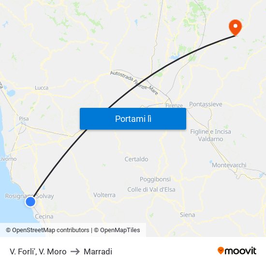 V. Forli',  V. Moro to Marradi map