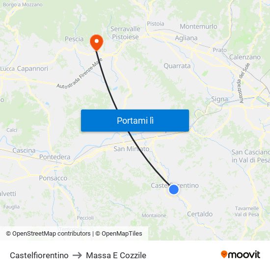 Castelfiorentino to Massa E Cozzile map