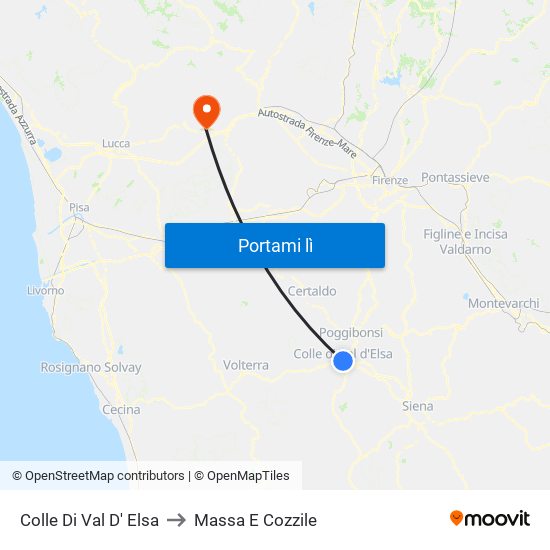 Colle Di Val D' Elsa to Massa E Cozzile map