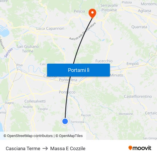 Casciana Terme to Massa E Cozzile map