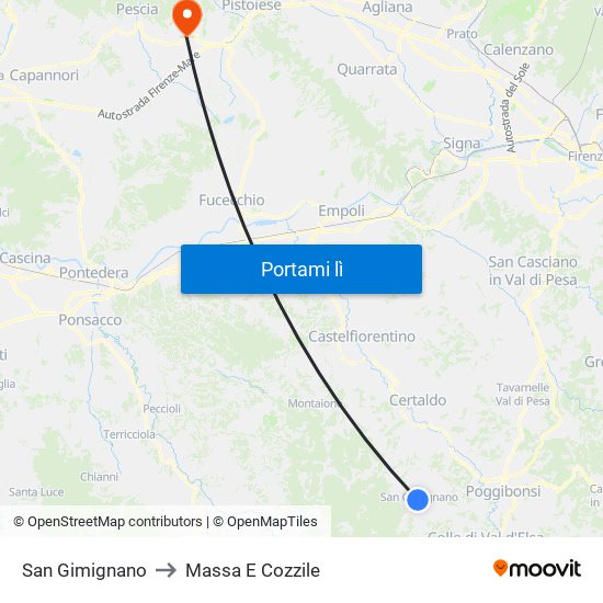 San Gimignano to Massa E Cozzile map