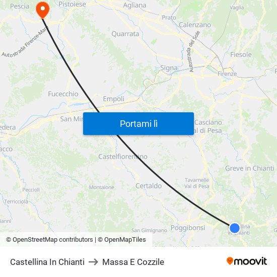 Castellina In Chianti to Massa E Cozzile map