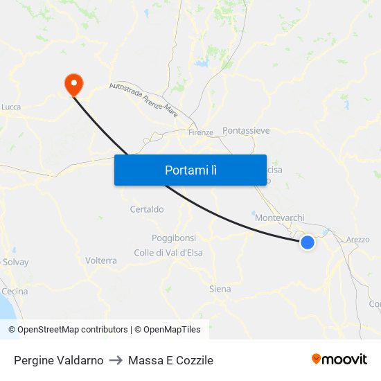 Pergine Valdarno to Massa E Cozzile map