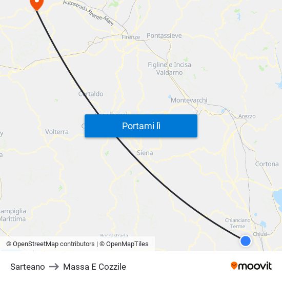 Sarteano to Massa E Cozzile map