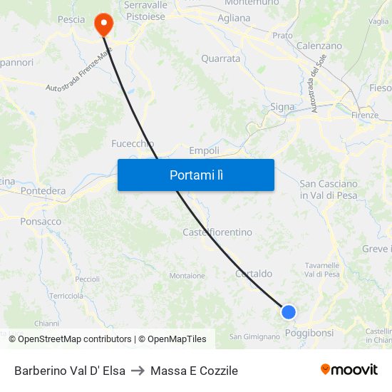 Barberino Val D' Elsa to Massa E Cozzile map