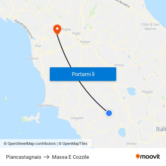 Piancastagnaio to Massa E Cozzile map