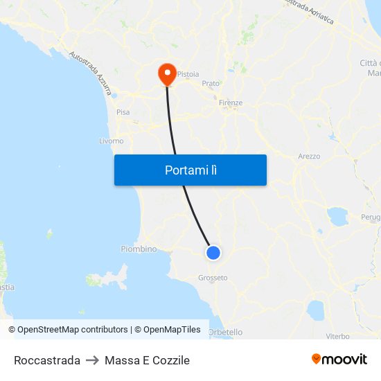 Roccastrada to Massa E Cozzile map