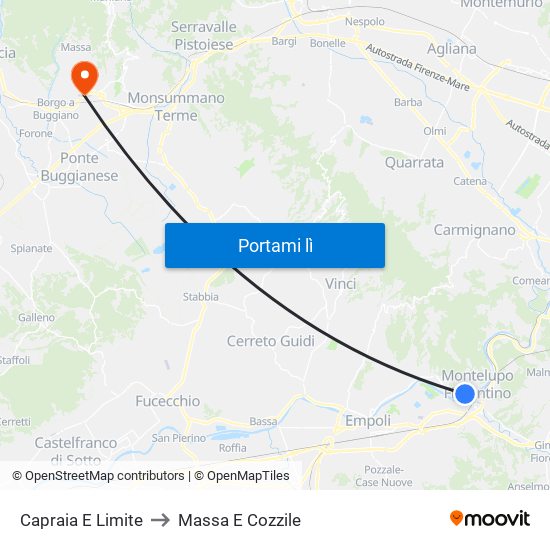 Capraia E Limite to Massa E Cozzile map