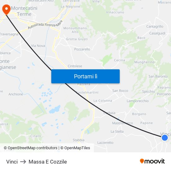 Vinci to Massa E Cozzile map