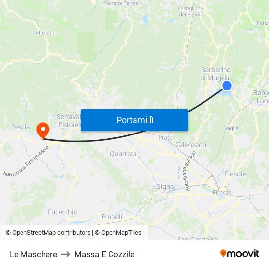 Le Maschere to Massa E Cozzile map