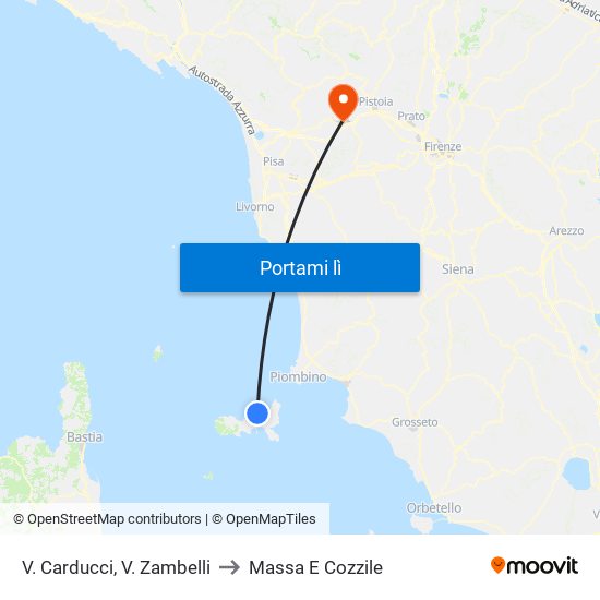 V. Carducci, V.  Zambelli to Massa E Cozzile map