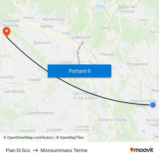 Pian Di Sco to Monsummano Terme map