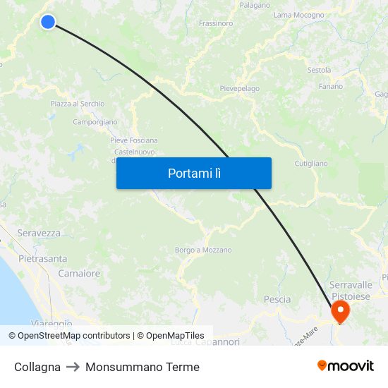 Collagna to Monsummano Terme map