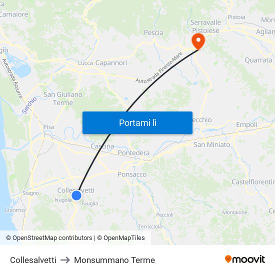 Collesalvetti to Monsummano Terme map