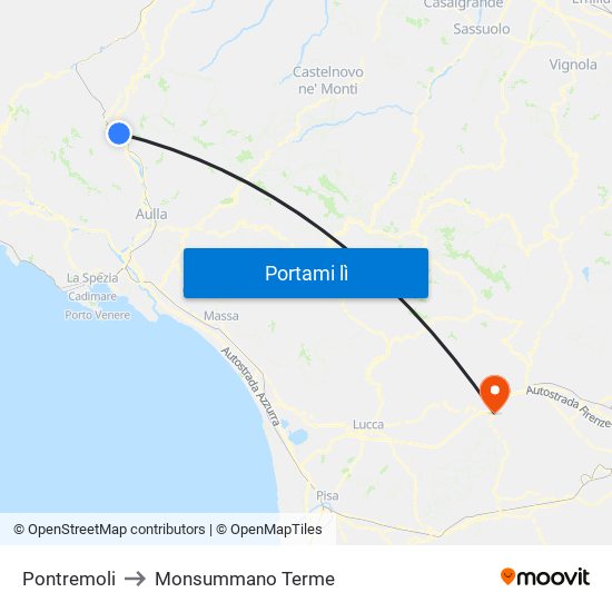 Pontremoli to Monsummano Terme map