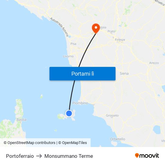 Portoferraio to Monsummano Terme map