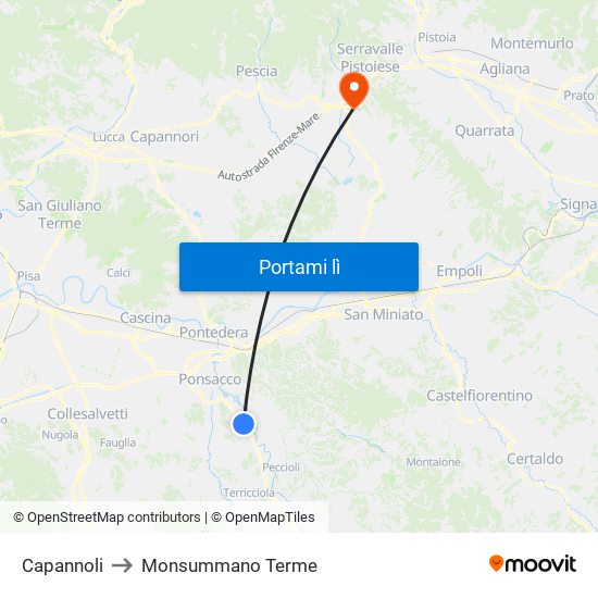 Capannoli to Monsummano Terme map