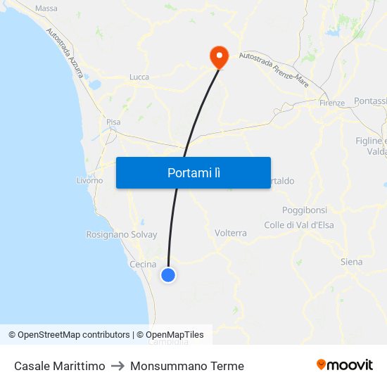 Casale Marittimo to Monsummano Terme map