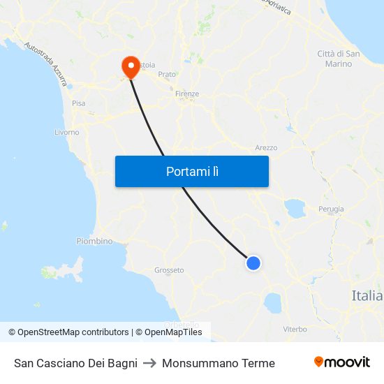 San Casciano Dei Bagni to Monsummano Terme map
