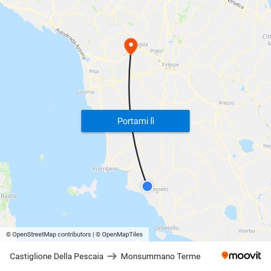 Castiglione Della Pescaia to Monsummano Terme map