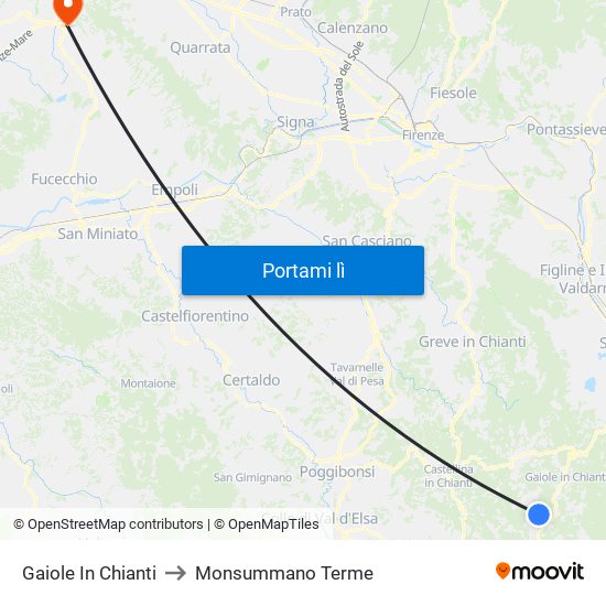 Gaiole In Chianti to Monsummano Terme map