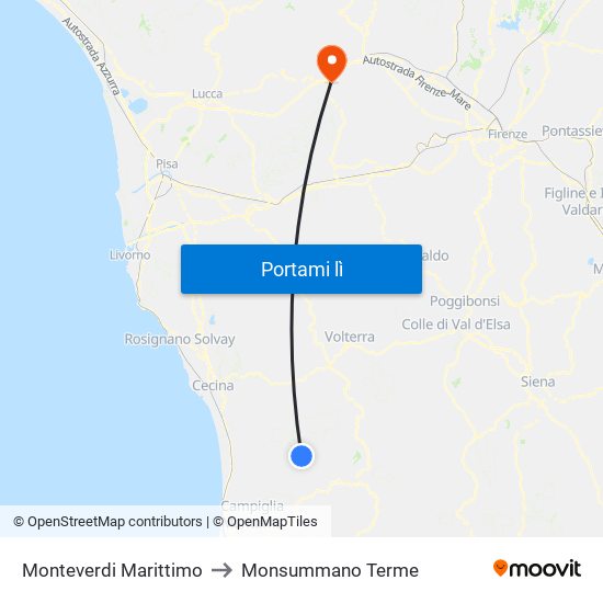 Monteverdi Marittimo to Monsummano Terme map