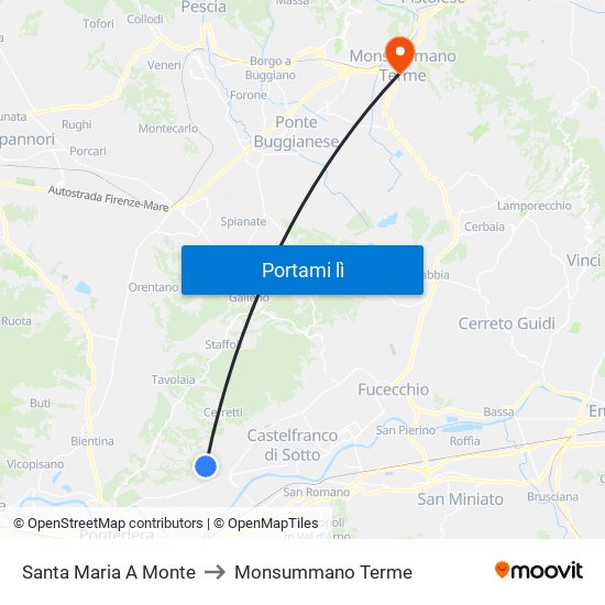 Santa Maria A Monte to Monsummano Terme map