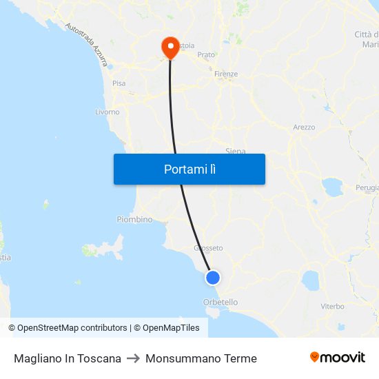 Magliano In Toscana to Monsummano Terme map