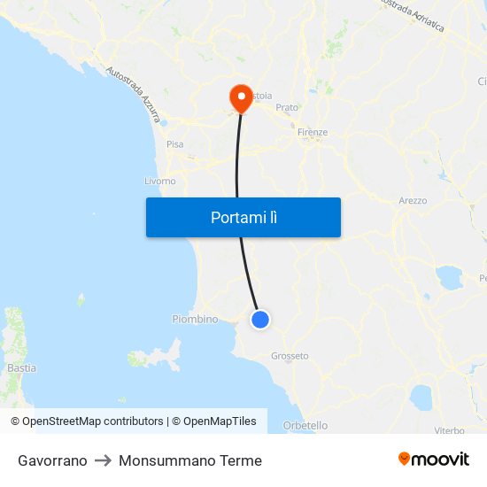 Gavorrano to Monsummano Terme map