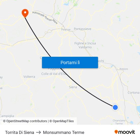 Torrita Di Siena to Monsummano Terme map