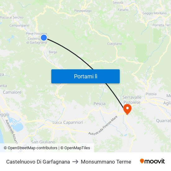 Castelnuovo Di Garfagnana to Monsummano Terme map