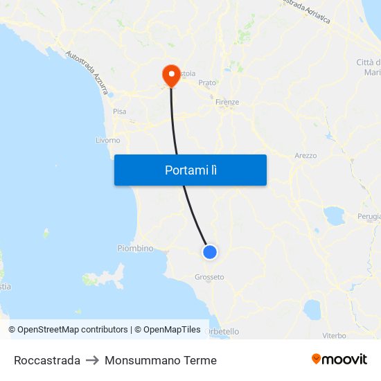 Roccastrada to Monsummano Terme map